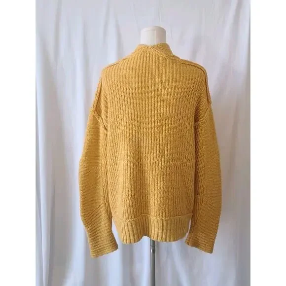 Free People Womens Dark Yellow Chunky Knit High Hopes Cardigan Sweater XS - Picture 9 of 10